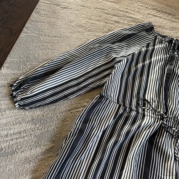 Everlane Stripe Maxi Dress black white stripe tencel tie waist modest medium new - Picture 14 of 15